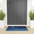 Boy with paper boats, blue Welcome Mat Gallery Image 3