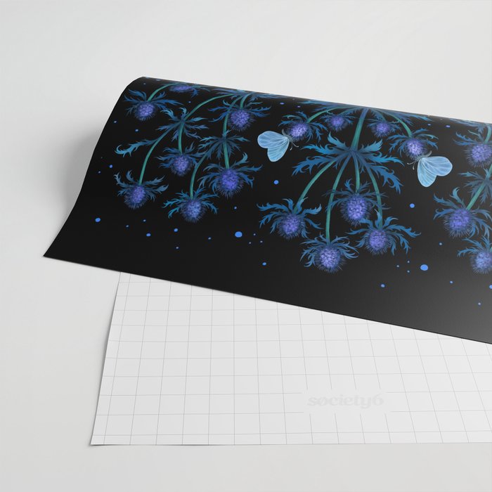 Blue Thistle & Cat Wrapping Paper Gallery Image 2