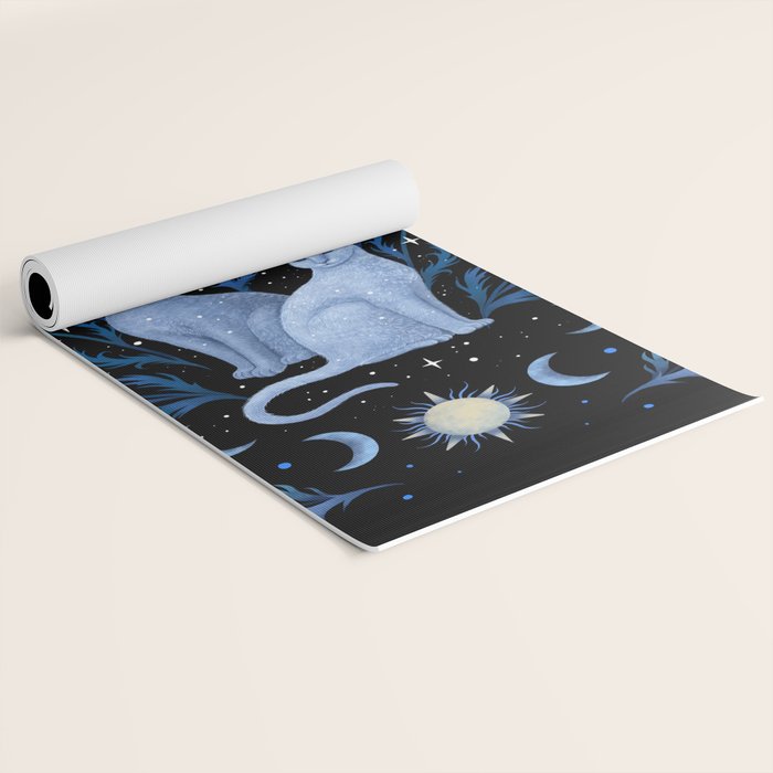 Blue Thistle & Cat Yoga Mat Gallery Image 2