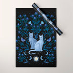 Blue Thistle & Cat Wrapping Paper Gallery Image 1