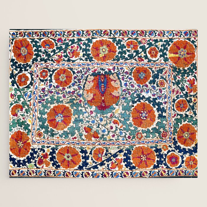 Shakhrisyabz Suzani Uzbekistan Antique Embroidery Print Jigsaw Puzzle Gallery Image 1