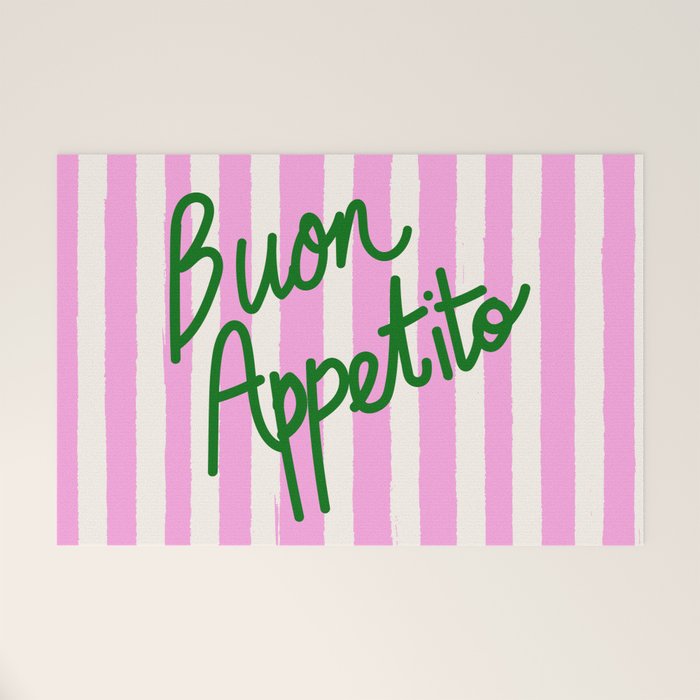 Buon Appetito Pink Groovy Stripes Minimalist Illustration Welcome Mat Gallery Image 1