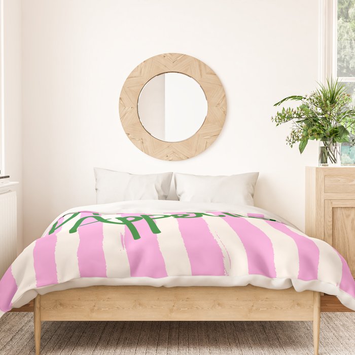 Buon Appetito Pink Groovy Stripes Minimalist Illustration Duvet Cover Gallery Image 3