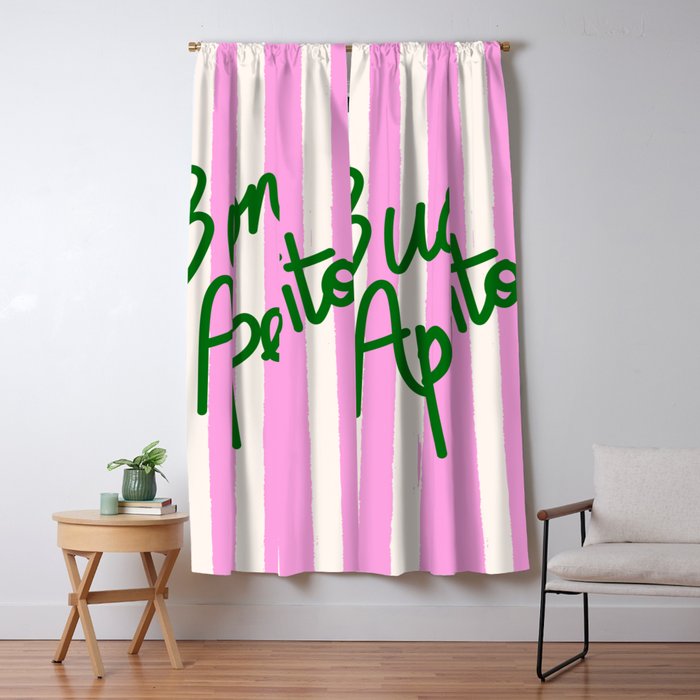 Buon Appetito Pink Groovy Stripes Minimalist Illustration Window Curtain Gallery Image 1