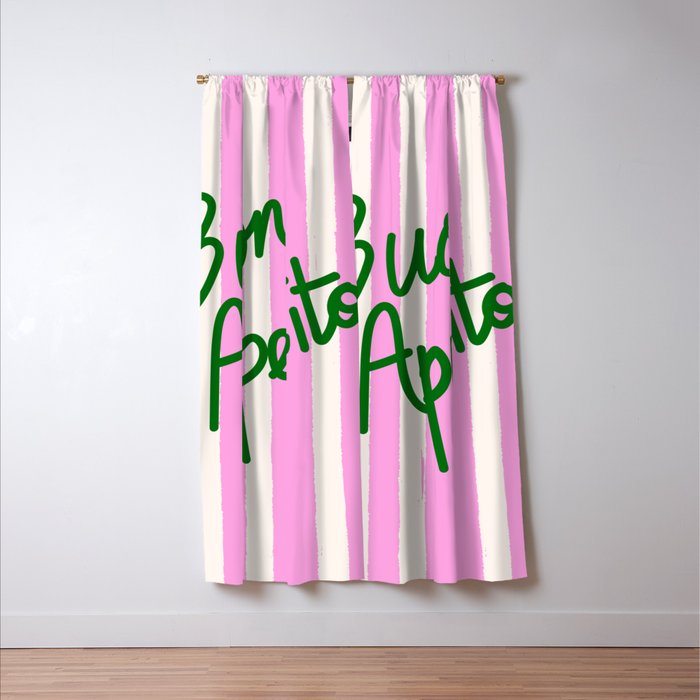 Buon Appetito Pink Groovy Stripes Minimalist Illustration Window Curtain Gallery Image 3
