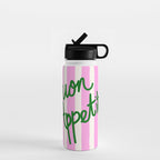 Buon Appetito Pink Groovy Stripes Minimalist Illustration Water Bottle Gallery Image 1