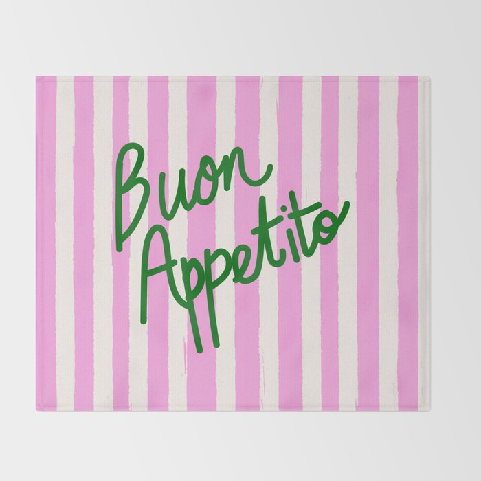 Buon Appetito Pink Groovy Stripes Minimalist Illustration Throw Blanket Gallery Image 2