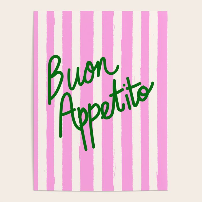 Buon Appetito Pink Groovy Stripes Minimalist Illustration Poster Gallery Image 4
