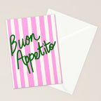 Buon Appetito Pink Groovy Stripes Minimalist Illustration Stationery Card Gallery Image 2