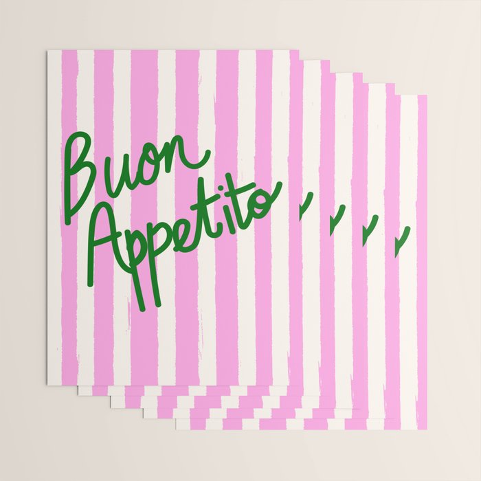Buon Appetito Pink Groovy Stripes Minimalist Illustration Wrapping Paper Gallery Image 3