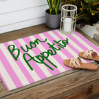 Buon Appetito Pink Groovy Stripes Minimalist Illustration Outdoor Rug Gallery Image 2