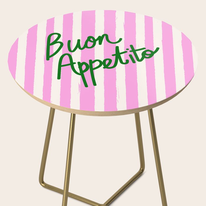 Buon Appetito Pink Groovy Stripes Minimalist Illustration Side Table Gallery Image 2