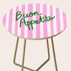 Buon Appetito Pink Groovy Stripes Minimalist Illustration Side Table Gallery Image 2