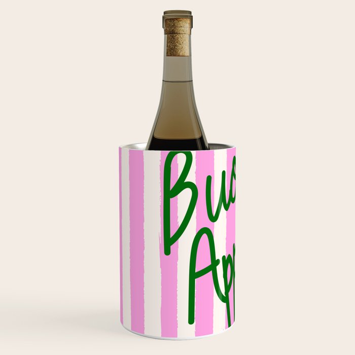 Buon Appetito Pink Groovy Stripes Minimalist Illustration Wine Chiller Gallery Image 2