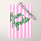 Buon Appetito Pink Groovy Stripes Minimalist Illustration Wrapping Paper Gallery Image 1