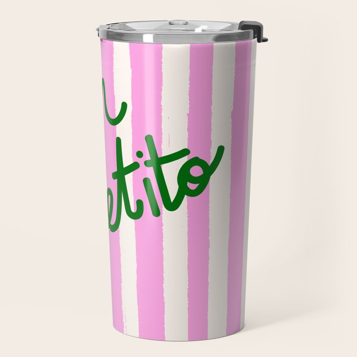 Buon Appetito Pink Groovy Stripes Minimalist Illustration Travel Mug Gallery Image 2