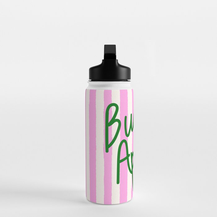 Buon Appetito Pink Groovy Stripes Minimalist Illustration Water Bottle Gallery Image 3