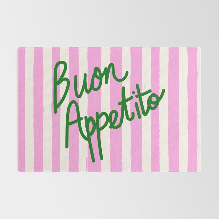 Buon Appetito Pink Groovy Stripes Minimalist Illustration Rug Gallery Image 2