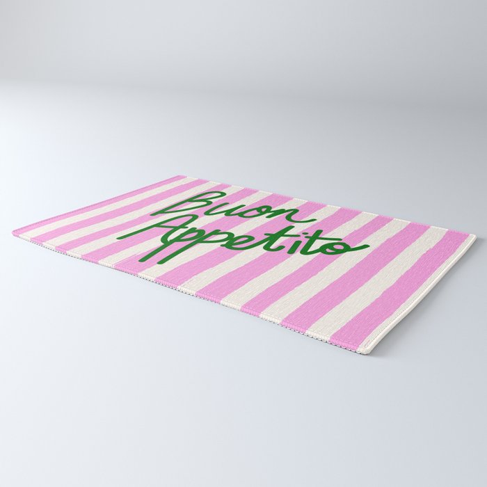 Buon Appetito Pink Groovy Stripes Minimalist Illustration Rug Gallery Image 3