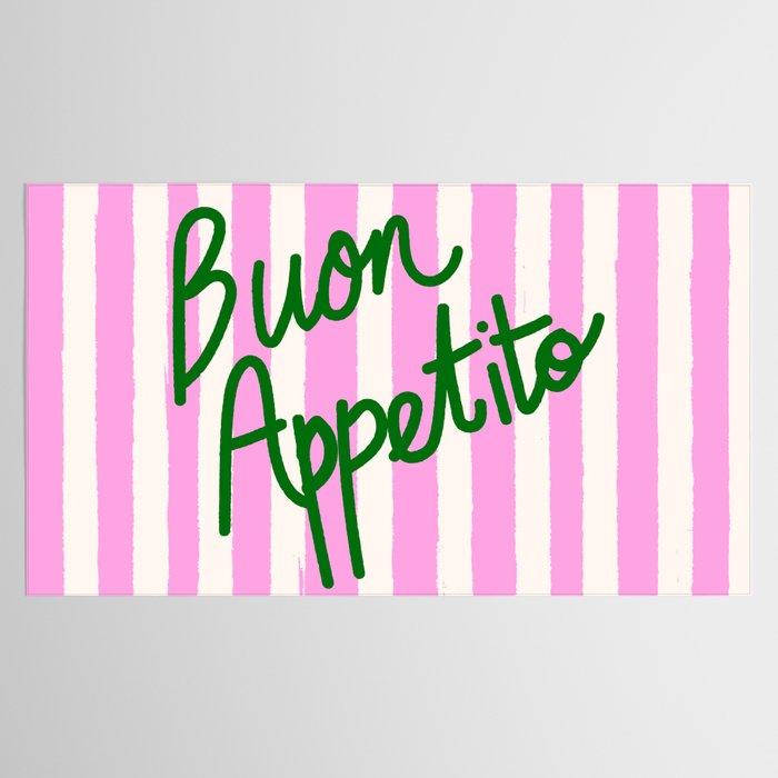Buon Appetito Pink Groovy Stripes Minimalist Illustration Tablecloth Gallery Image 2