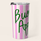 Buon Appetito Pink Groovy Stripes Minimalist Illustration Travel Mug Gallery Image 3