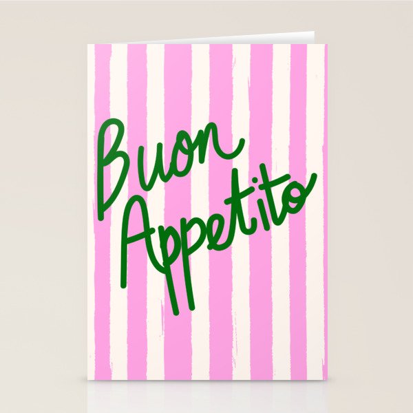 Buon Appetito Pink Groovy Stripes Minimalist Illustration Stationery Card Gallery Image 1