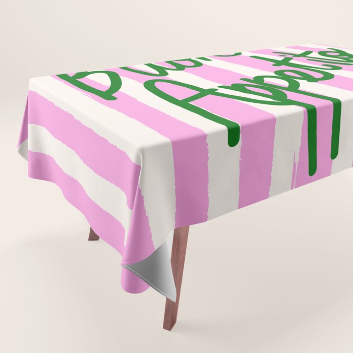 Buon Appetito Pink Groovy Stripes Minimalist Illustration Tablecloth Gallery Image 1