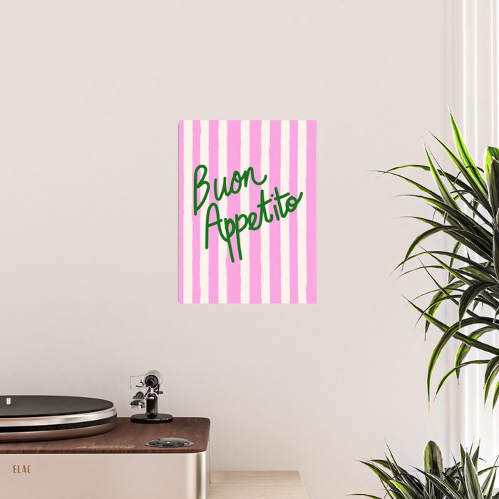 Buon Appetito Pink Groovy Stripes Minimalist Illustration Poster Gallery Image 2