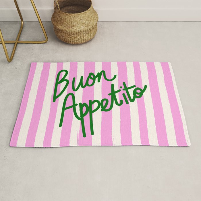 Buon Appetito Pink Groovy Stripes Minimalist Illustration Rug Gallery Image 1
