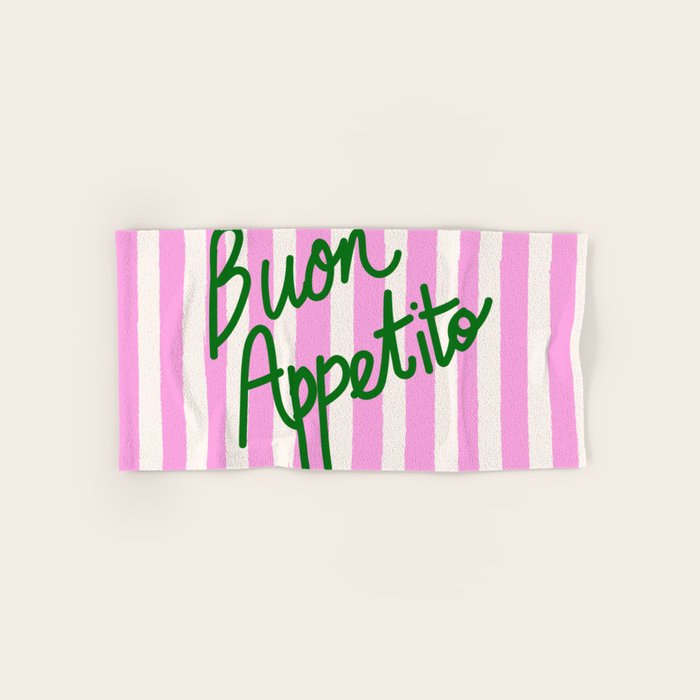 Buon Appetito Pink Groovy Stripes Minimalist Illustration Bath Towel Gallery Image 1