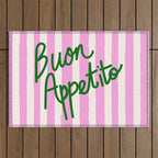 Buon Appetito Pink Groovy Stripes Minimalist Illustration Outdoor Rug Gallery Image 1