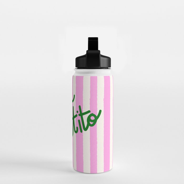 Buon Appetito Pink Groovy Stripes Minimalist Illustration Water Bottle Gallery Image 2
