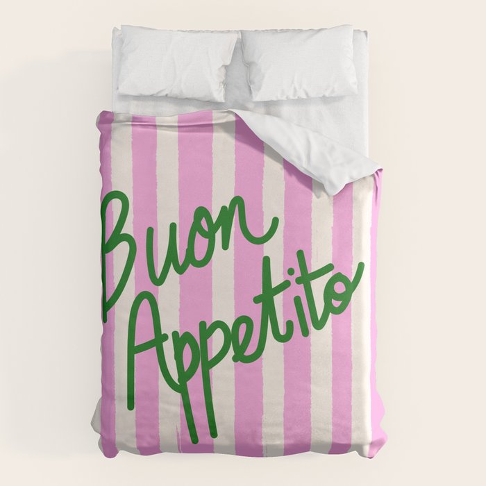 Buon Appetito Pink Groovy Stripes Minimalist Illustration Duvet Cover Gallery Image 6