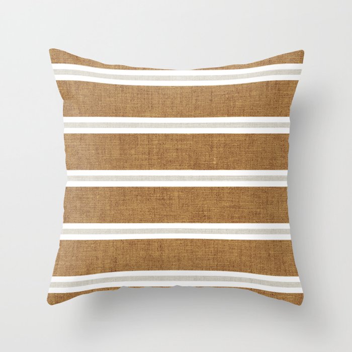 Cadence stripes - rust and beige stripes Throw Pillow Gallery Image 1