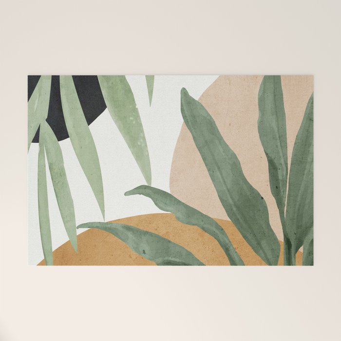 Abstract Art Tropical Leaves 4 Welcome Mat Gallery Image 1