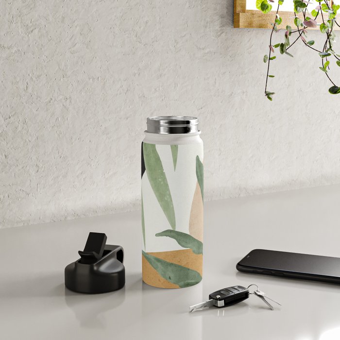 Abstract Art Tropical Leaves 4 Water Bottle Gallery Image 5
