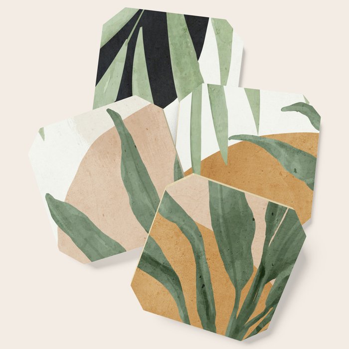 Abstract Art Tropical Leaves 4 Coaster Gallery Image 1