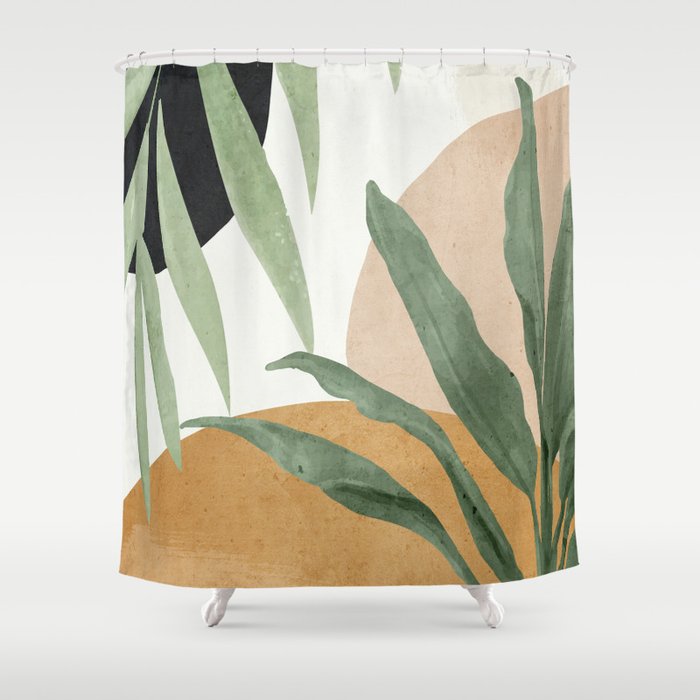 Abstract Art Tropical Leaves 4 Shower Curtain Gallery Image 1