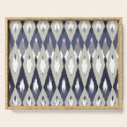 Festive, Boho Art, Geometric, Ikat Pattern, Blue and Gray Serving Tray Gallery Image 1