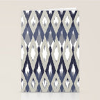 Festive, Boho Art, Geometric, Ikat Pattern, Blue and Gray Stationery Card Gallery Image 2