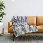 Festive, Boho Art, Geometric, Ikat Pattern, Blue and Gray Throw Blanket Gallery Image 1