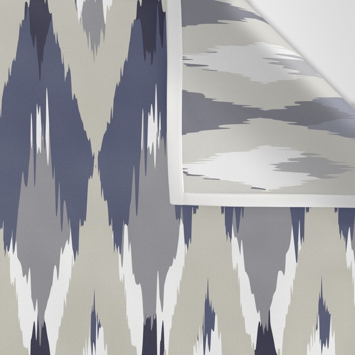 Festive, Boho Art, Geometric, Ikat Pattern, Blue and Gray Wall Tapestry Gallery Image 3