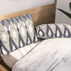 Festive, Boho Art, Geometric, Ikat Pattern, Blue and Gray Pillow Sham Gallery Image 2