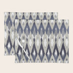 Festive, Boho Art, Geometric, Ikat Pattern, Blue and Gray Placemat Gallery Image 1