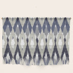 Festive, Boho Art, Geometric, Ikat Pattern, Blue and Gray Wall Hanging Gallery Image 1