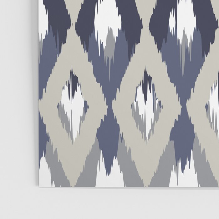 Festive, Boho Art, Geometric, Ikat Pattern, Blue and Gray Poster Gallery Image 3