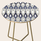 Festive, Boho Art, Geometric, Ikat Pattern, Blue and Gray Side Table Gallery Image 2