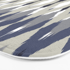 Festive, Boho Art, Geometric, Ikat Pattern, Blue and Gray Bath Mat Gallery Image 3