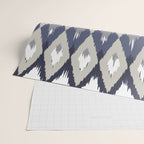 Festive, Boho Art, Geometric, Ikat Pattern, Blue and Gray Wrapping Paper Gallery Image 2