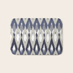 Festive, Boho Art, Geometric, Ikat Pattern, Blue and Gray Bath Mat Gallery Image 1